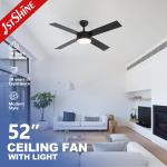 4*MDF Blades Decorative LED Ceiling Fan Black Finish DC Motor Energy Saving for sale