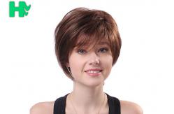 China Straight Refreshing Style Wavy Synthetic Hair Wig For Women Dark Brown supplier