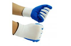 China Blue Crinkled Latex Nylon Work Gloves Breathable Abrasion Resistant supplier
