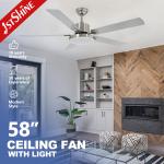 Smart Home 58 Inch Ceiling Fan with 5 MDF Blades and Remote Control 3 Color LED Light for sale