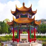 Temple Handmade Chinese Style Pavilion Garden 3.8m Ceramic Wood Gazebo for sale