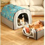 Foldable 2 In 1 Washable Cozy Pet Cave Bed With Removable Cushion for sale