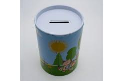 China Custom Printed Round Coin Bank Empty Metal Tin Money Box supplier