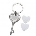 Valentine'S Day Gift DIY Zinc Alloy Sublimation Photo Heart Key Keychain for sale