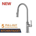 Pull Out Stainless Steel Kitchen Faucet Deck Mounted Single Handle Brushed Mixd for sale