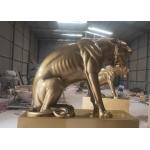 China Casting Life Size Painted Animal Fiberglass Big Cat Sculpture Public Decoration for sale