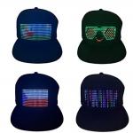 Black Bluetooth LED Hat With Display Programmable Mobile App Control for sale
