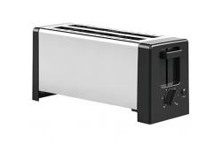 China Household Appliance Pop Up Long Slot Toaster 2 Slice Silver And Black supplier