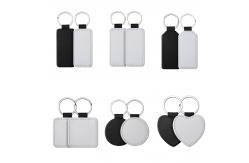 China Custom Printing PU Leather Sublimation Keychain Blanks Heat Transfer Key Rings supplier