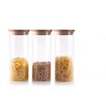 Bamboo Lid Glass Kitchenware Borosilicate Air Tight Food Glass Storage Containers Jars for sale
