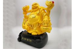 China Poly Resin Custom Trophy Cup , Gold Plated Laughing Buddha Religious Crafts supplier