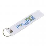 Satisfaction Guarantee Custom Logo Embroidered Woven Polyester Keychain Carabiners With Metal Ring for Promotional Events Sports