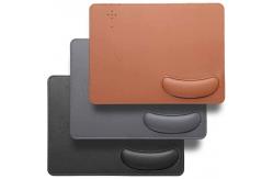 China Custom Logo PU Leather Mouse Pad Wireless Charger With Wrist Rest supplier