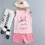 Pink Children Rabbit Print Pyjamas Age 3 Soft Cotton short sleeved for sale