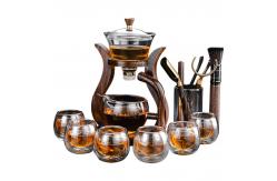China Bamboo Stand Borosilicate Glass Tea Infuser Cup supplier