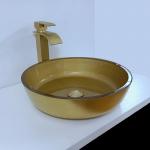 110mm Height Brushed Glass Basin Bowl 420mm Length Round Circular Vessel Sink for sale