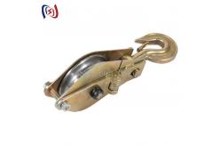 China Transmission Lines Dual Sheave Iron Hoisting Tackle With Both Side Opening QHS 50KN supplier