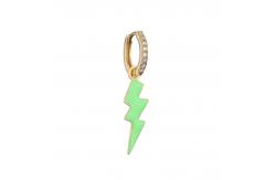 China CZ Lightning Bolt Hoop Earrings OEM Classic Gold Plated Enamel Earring supplier