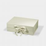 Rectangle Magnetic Folding Gift Box Rigid Paper Packaging Box With Ribbon