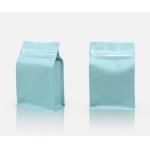Plastic zipper packaging custom printing coffee bag matte blue flat bottom bags 250g, 1lb, 2Lb for sale