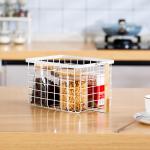 Wardrobe Organiser Kitchen Organiser Modern Decorative White Home Metal Table Organizer Wood Handle Iron Wire Storage Basket for sale