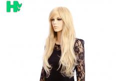 China High Temperature Fiber Natural Long Straight Synthetic Wigs 120% Density supplier