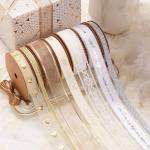 Christmas Gift Decoration Snow Silk Ribbon 520 in Golden Polyester Gold and Silver Silk for sale