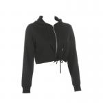 Custom Logo Women Cotton Casual Sweatshirt Spring Fall Drawstring Crop Top Zipper Hoodies