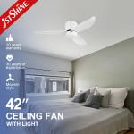 Low Ceiling 42 Flush Mount DC Ceiling Fan with Remote Control and 3 Colors LED Light for sale
