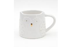 China Custom Design White 16oz 3d Hand Paint Earthenware Owl Mug Ceramic Coffee supplier