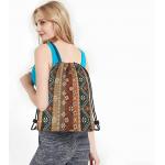 Boho Floral Drawstring Bag Backpack Bohemian Style Tribal Art Batik Seamless Pattern for sale