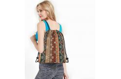 China Boho Floral Drawstring Bag Backpack Bohemian Style Tribal Art Batik Seamless Pattern supplier