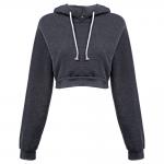 Long Sleeve  Cropped Cotton Drawstring Crop Top Hoodie Pullover
