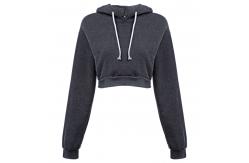 China Long Sleeve  Cropped Cotton Drawstring Crop Top Hoodie Pullover supplier