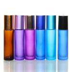 New Essential Oil Roller Glass Bottles Steel Ball 10Ml Roller Bottle Amber Roll On Perfume Bottle for sale