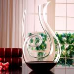 Modern Hand Blown Glass Decanter , Clear Glass Flat Bottom Wine Decanter