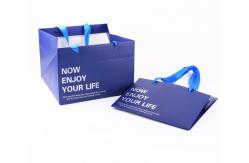 China Custom Printed Large Square Bottom Paper Carrier Bags With Satin Ribbon Handles supplier