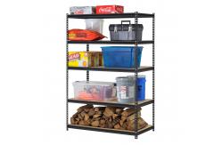China Boltless Rivet Metal Garage Rack With Adjustable Wooden Tiers supplier