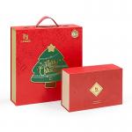 Custom Luxury Red Magnetic Clamshell Christmas Theme Gift Box Bio-Degradable Rigid Magnetic Closure Box Packaging With Handle for sale