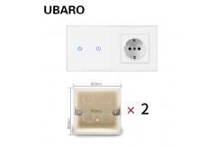 China EU Standard Wall Mounted Switch Socket Combo with Tempered Glass Panel supplier