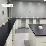 Full Steel Chemistry Lab Bench made with Standard Specifications and 2 Rails
