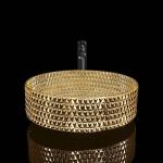 24K Gold Crystal Glass Wash Basin Electroplated Coating Easy Clean for sale