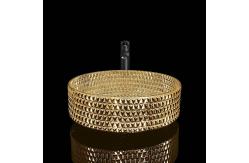 China 24K Gold Crystal Glass Wash Basin Electroplated Coating Easy Clean supplier