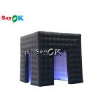 Inflatable Party Tent 3mH 9.84FT Black Inflatable Cube Double Door Photo Booth With LED for sale