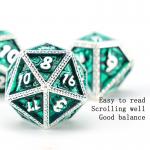 Green DND Dragon and Dungeon Metal Dice Set Customized Personalized Rune Dice Set