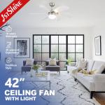 110-240V/50Hz-60Hz 42 Inch Modern Decorative Ceiling Fan with Light and Remote Control for sale