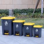 Eco Friendly Plastic Dustbins 100L Black Trash Can Outdoor Recycle Pedal Wheelie Plastic Waste Bin for sale