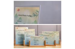 China Custom Acrylic Picture Frame With Real Wood Base Clarity Photo Display SM017 supplier