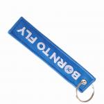 Custom Flight-Themed Keychain - Crisp White Text on Navy Polyester & Durable Metal Ring for Adventurers for sale