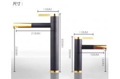 China Waterfall Black Basin Faucet With Golden Handle Hot And Cold Mixer supplier